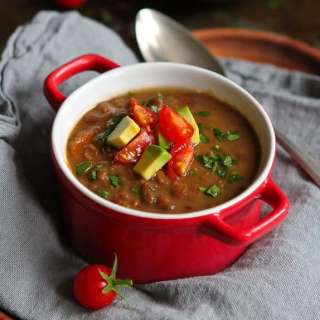 Slow Cooker Chipotle Lentil Soup with Avocado