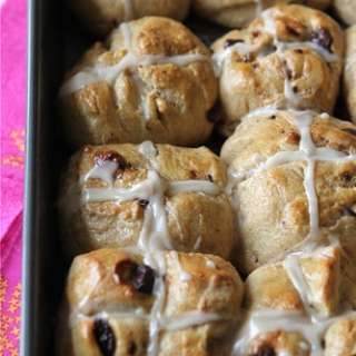 Unconventional Hot Cross Buns Recipe with Dark Chocolate & Dried Cherries