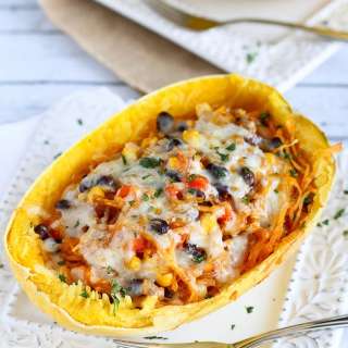 Vegetarian Enchilada Stuffed Spaghetti Squash