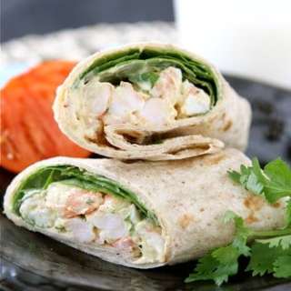 Healthy Shrimp Sandwich Wrap with Curry Yogurt & Spinach Recipe