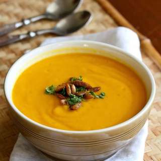 Low-Fat Butternut Squash Soup Recipe with Spiced Pepitas