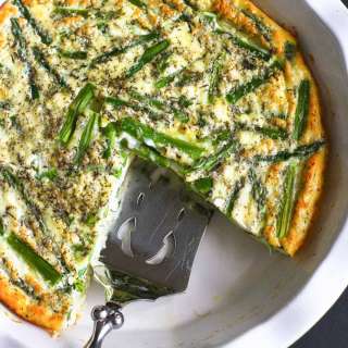 Crustless Asparagus Quiche Recipe with Feta Cheese