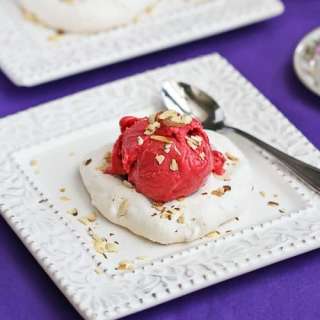 Almond Meringue Recipe with Raspberry Sorbet