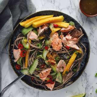 Sesame Salmon Soba Noodle Salad