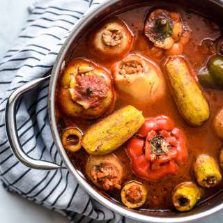Vegetarian Middle Eastern Stuffed Zucchini (Koosa Mahshi)