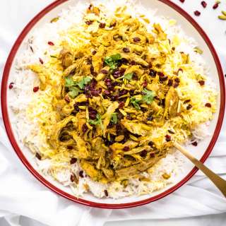 Persian Saffron Chicken with Barberry Rice
