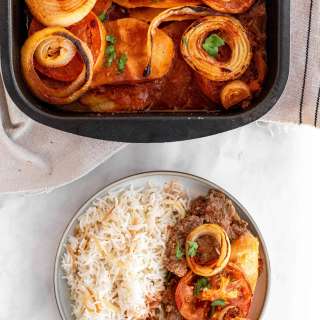 Kafta Bil Sanieh (kafta and potato bake)