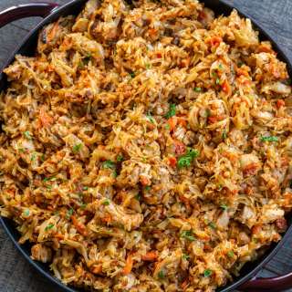 One Pan Braised Cabbage with Rice