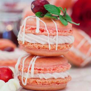Cranberry White Chocolate Macarons