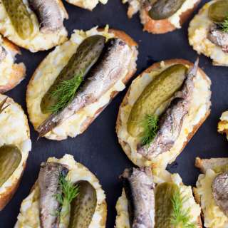 Egg and Sprats Canapes