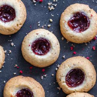 Pecan Raspberry Thumbprint Cookies
