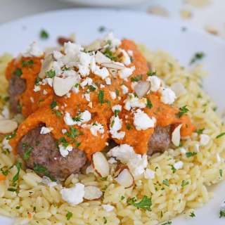 Lamb Meatballs with Romesco Sauce