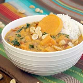 Vegetarian African Peanut Soup with Sweet Potatoes