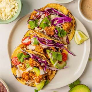 Cauliflower Tacos with Cilantro Yogurt Crema