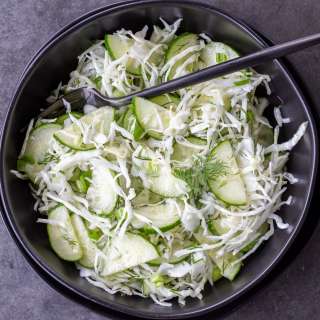 Green Cabbage Cucumber Salad with Herbs