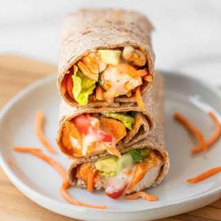 Healthy Buffalo Chicken Caesar Wraps
