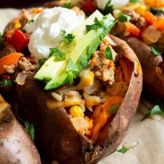 Turkey Taco Stuffed Sweet Potatoes