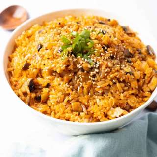 Easy 20-min. Vegan Mushroom Kimchi Fried Rice