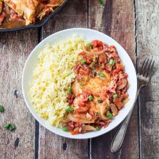 Spicy Basque Chicken with Saffron Rice Recipe