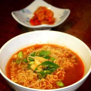 Korean Spicy Shin Noodles with Bean Sprouts