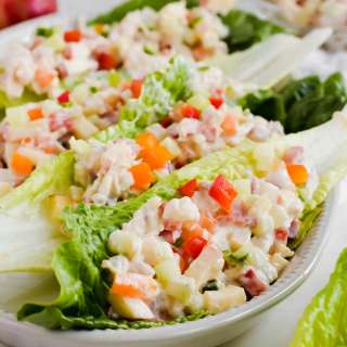 Rainbow Chicken Salad Lettuce Wraps