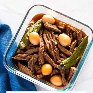 Jangjorim (Soy Sauce Beef and Quail Eggs)