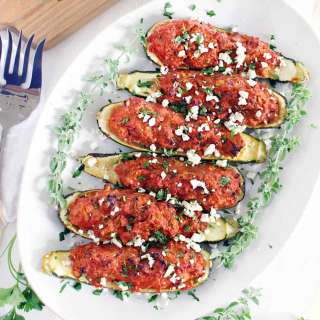 Greek Stuffed Zucchini Boats