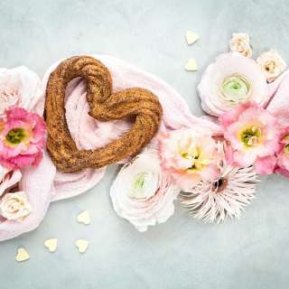 Heart-shaped vegan churros