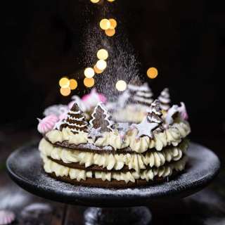 Gingerbread letter cookie cake with ginger and white chocolate frosting