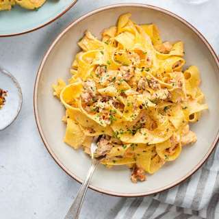 Creamy Salmon Chorizo Pasta