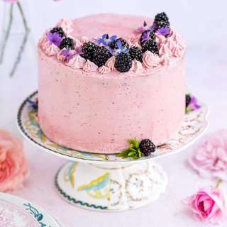Vanilla cake with blackberry buttercream