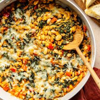 One Pan White Wine Chicken Sausage White Bean Bake