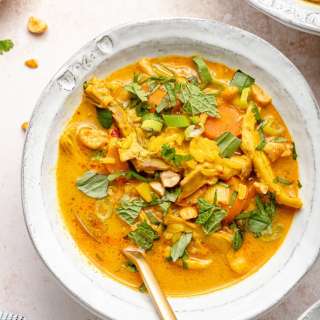 Healing Ginger Coconut Chicken Brown Rice Soup