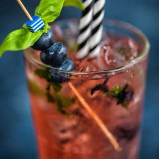Blueberry basil Moscow Mule cocktail
