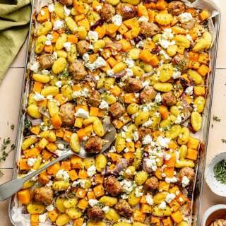Sheet Pan Gnocchi with Spicy Sausage, Butternut Squash & Hot Honey
