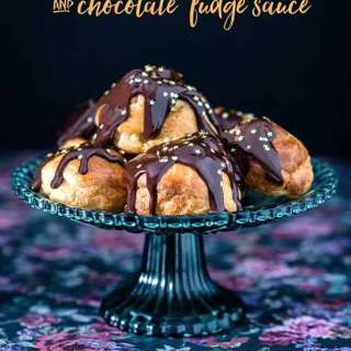Profiteroles with Cream and Chocolate Sauce
