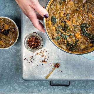 Lentil, Sweet potato and Kale Soup