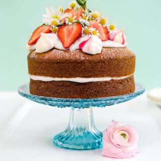 Vegan vanilla cake with whipped coconut cream