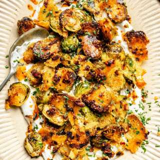 Spicy Roasted Brussels Sprouts with Parmesan & Chili Crisp