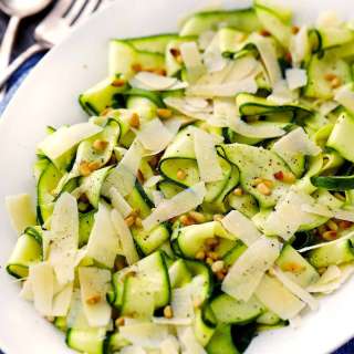 Zucchini Ribbon Salad with with Lemon, Parmesan, and Pine Nuts