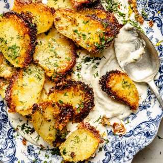 Crispy Parmesan Roasted Potatoes with Garlic, Lemon & Herbs