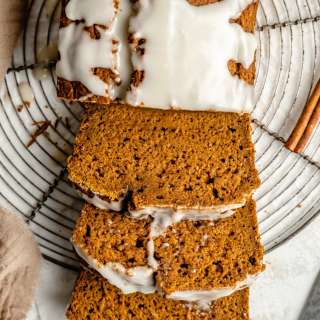 Healthy Pumpkin Bread with Maple Glaze