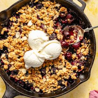 Fresh Cherry Crisp with Almond Oatmeal Crumble