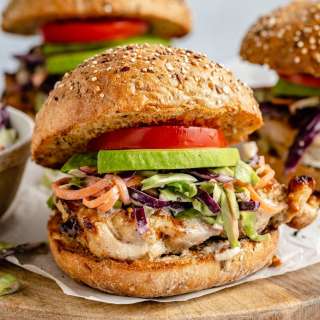 Grilled Tahini Chicken Caesar Sandwiches