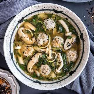 Japanese Wedding Soup (a.k.a Miso Soup with Turkey Meatballs and Zoodles)