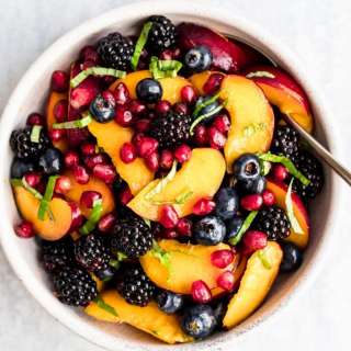 Honey Lime Basil Peach Fruit Salad