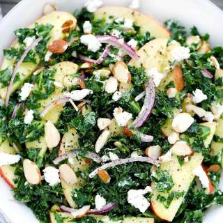 Massaged Kale Salad with Apples, Goat Cheese, and Maple Vinaigrette