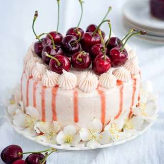 Vanilla Layer Cake with Cherry Berry Jam and Vanilla Bean Buttercream