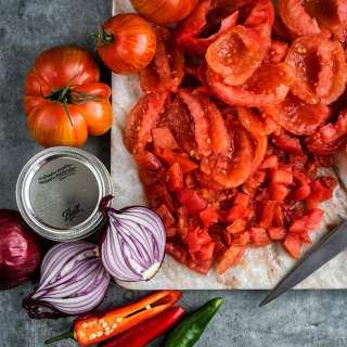 Homemade spicy tomato salsa