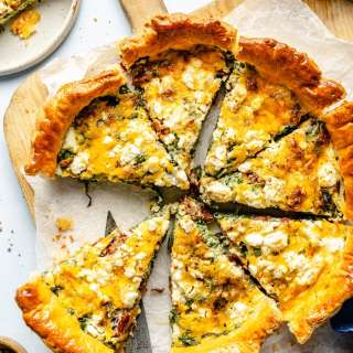 Spinach, Sun-Dried Tomato & Basil Puff Pastry Quiche